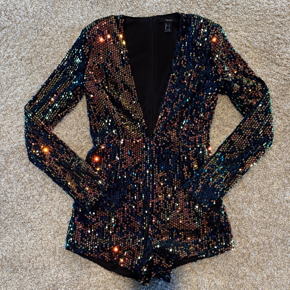 Sequin Long Sleeve Romper